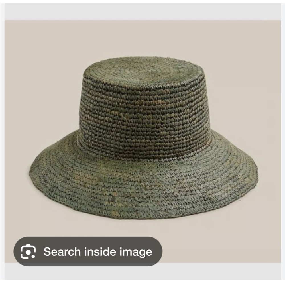 J. Crew Green Wide-Brim Raffia Hat